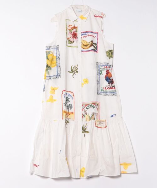 Desigual（デシグアル）の「ポストカードメモリー シャツドレス（ワンピース・レディース・ホワイト・XL/M/XS/S/L）」の4枚目の写真