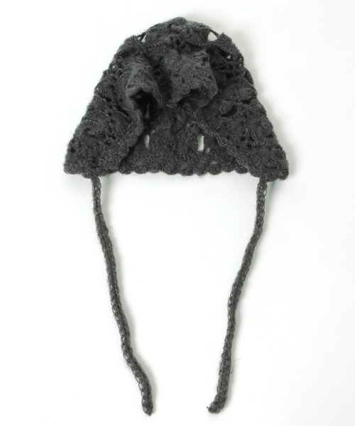 LOWRYS FARM（ローリーズファーム）の「クロシェボンネット 240915（ニットキャップ/ビーニー・レディース・チャコールグレー/ベージュ・FREE）」の7枚目の写真