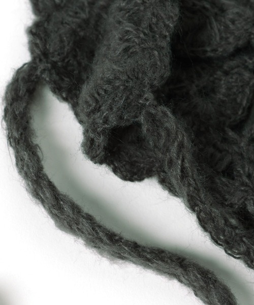 LOWRYS FARM（ローリーズファーム）の「クロシェボンネット 240915（ニットキャップ/ビーニー・レディース・チャコールグレー/ベージュ・FREE）」の9枚目の写真