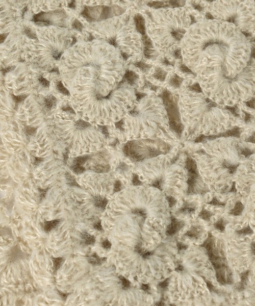 LOWRYS FARM（ローリーズファーム）の「クロシェボンネット 240915（ニットキャップ/ビーニー・レディース・チャコールグレー/ベージュ・FREE）」の11枚目の写真