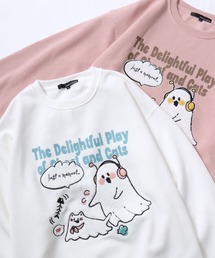 Ghost Sweat shirt/おばけ オーバーサイズ 裏起毛 サガラ刺繍 バックプリント トレーナー スウェット レディース メンズ