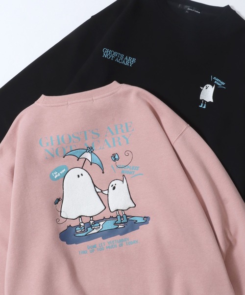 セール】Ghost Sweat shirt/おばけ オーバーサイズ 裏起毛 サガラ刺繍 