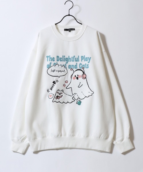 SITRY(シトリー)の「Ghost Sweat shirt/おばけ オーバーサイズ 裏起毛 サガラ刺繍 バックプリント トレーナー スウェット レディース メンズ(スウェット・メンズ・ブラック/ホワイト/スモークピンク/ホワイト系その他/ブラック系その他/ピンク系その他・M/L)」の12枚目の写真