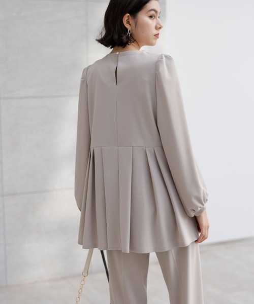 GeeRA（ジーラ）の「【2点セット】入卒式におすすめ！２ＷＡＹ配色襟プリーツ切替ブラウスセットアップ（スーツセット・レディース・ブラック/サンドグレー・LARGE/X-LARGE/MEDIUM）」の12枚目の写真