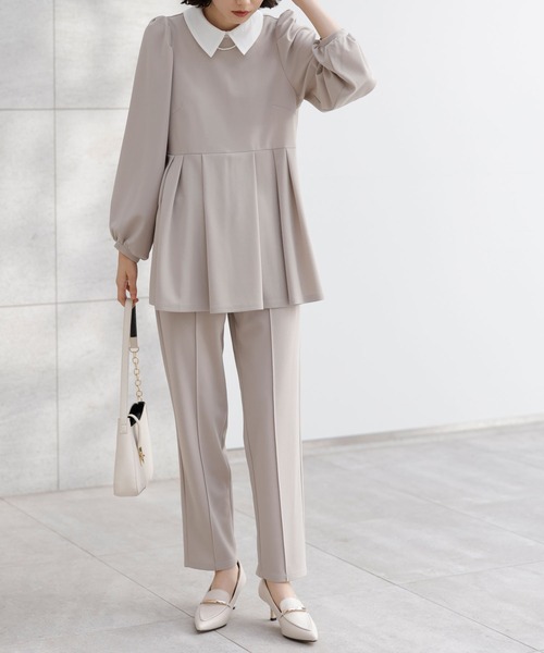 GeeRA（ジーラ）の「【2点セット】入卒式におすすめ！２ＷＡＹ配色襟プリーツ切替ブラウスセットアップ（スーツセット・レディース・ブラック/サンドグレー・LARGE/X-LARGE/MEDIUM）」の20枚目の写真