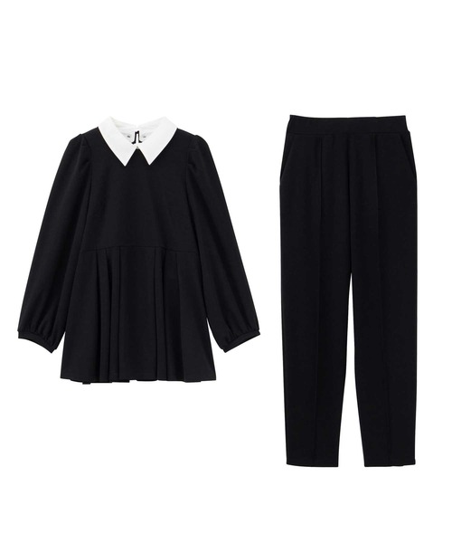 GeeRA（ジーラ）の「【2点セット】入卒式におすすめ！２ＷＡＹ配色襟プリーツ切替ブラウスセットアップ（スーツセット・レディース・ブラック/サンドグレー・LARGE/X-LARGE/MEDIUM）」の9枚目の写真