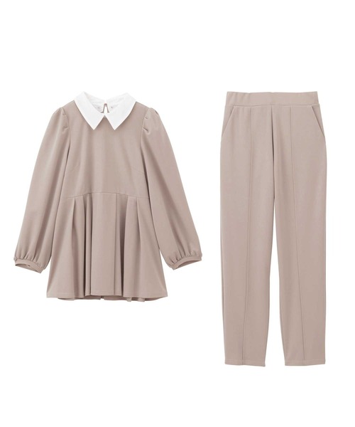 GeeRA（ジーラ）の「【2点セット】入卒式におすすめ！２ＷＡＹ配色襟プリーツ切替ブラウスセットアップ（スーツセット・レディース・ブラック/サンドグレー・LARGE/X-LARGE/MEDIUM）」の8枚目の写真