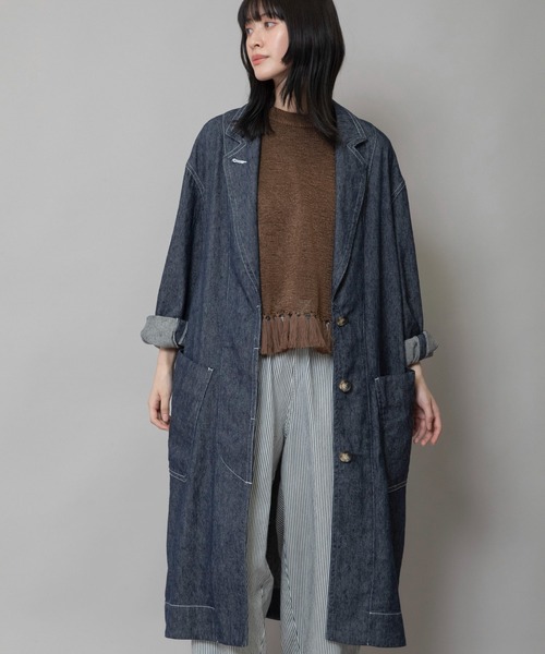 Munich（ミューニック）の「リネンコットンクロスバレルコート（その他アウター・レディース・ベージュ/ネイビー/オフホワイト・SMALL）」の14枚目の写真