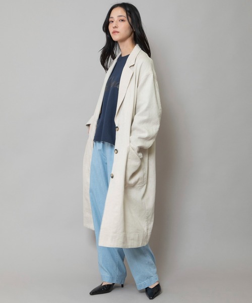 Munich（ミューニック）の「リネンコットンクロスバレルコート（その他アウター・レディース・ベージュ/ネイビー/オフホワイト・SMALL）」の8枚目の写真