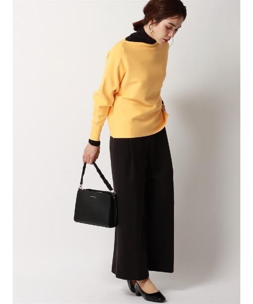 SUIT SQUARE（スーツスクエア）の「ボートネックニット ドルマンスリーブ ハンドウォッシュ レーヨンストレッチ 無地（ニット/セーター・レディース・ブラック/ブルー/イエロー/オフホワイト・38(9号)）」の15枚目の写真