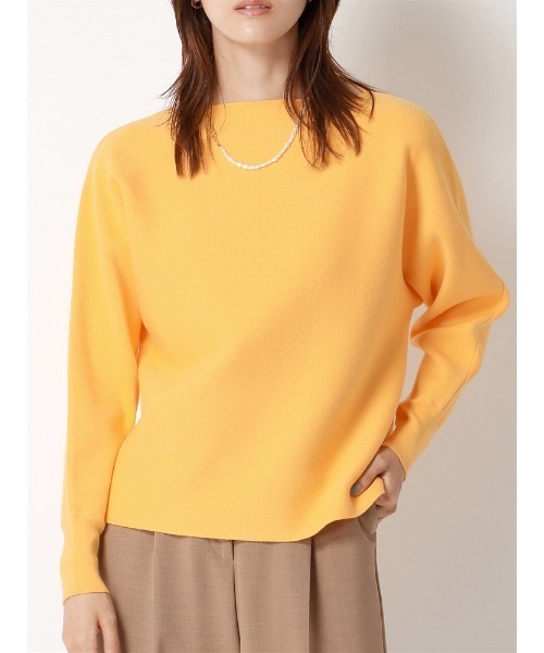 SUIT SQUARE（スーツスクエア）の「ボートネックニット ドルマンスリーブ ハンドウォッシュ レーヨンストレッチ 無地（ニット/セーター・レディース・ブラック/ブルー/イエロー/オフホワイト・38(9号)）」の16枚目の写真