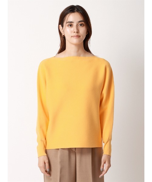 SUIT SQUARE（スーツスクエア）の「ボートネックニット ドルマンスリーブ ハンドウォッシュ レーヨンストレッチ 無地（ニット/セーター・レディース・ブラック/ブルー/イエロー/オフホワイト・38(9号)）」の17枚目の写真