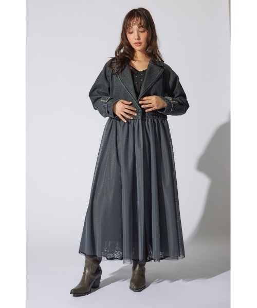 rienda（リエンダ）の「チュールコンビトレンチコート manyWAY（トレンチコート・レディース・ブラック/ライトブルー・SMALL/MEDIUM）」の10枚目の写真