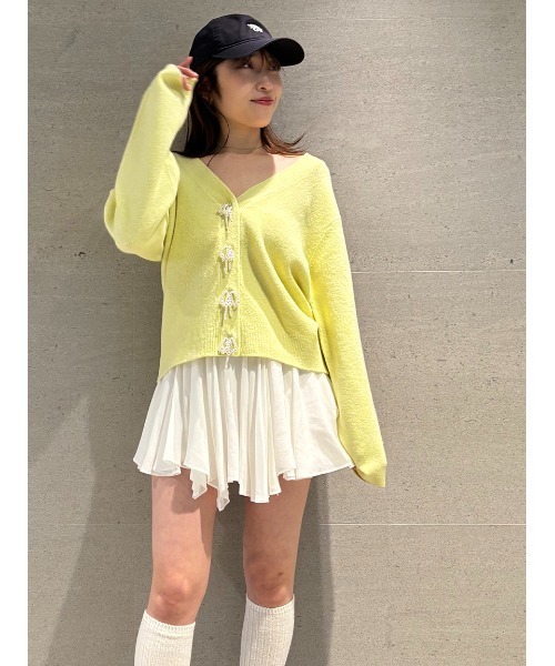 SNIDEL（スナイデル）の「パールボタンカーディガン（カーディガン/ボレロ・レディース・ネイビー/ホワイト/ライム/ピンク・FREE）」の15枚目の写真