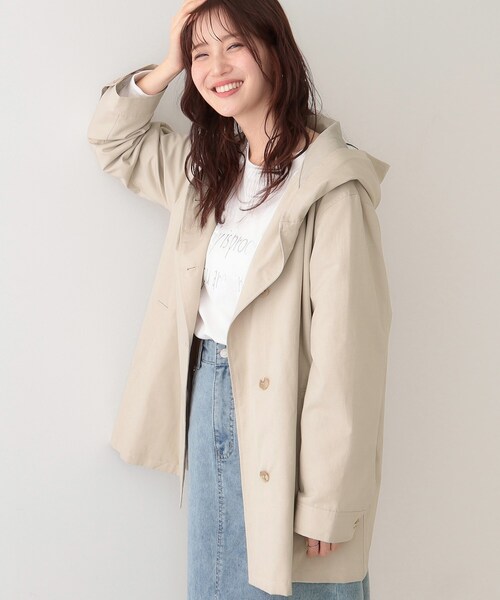 SHOO・LA・RUE(シューラルー)の「【S-LL/撥水/花粉対策】フーディーテントブルゾン(ブルゾン・レディース・ベージュ/ネイビー/カーキ・01/02/03/04)」の2枚目の写真