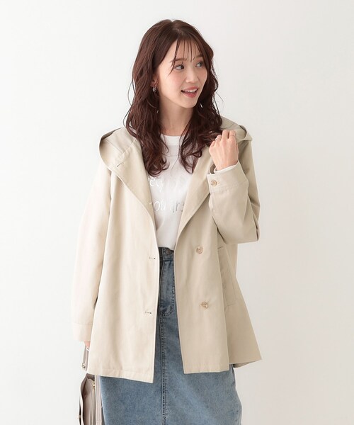 SHOO・LA・RUE(シューラルー)の「【S-LL/撥水/花粉対策】フーディーテントブルゾン(ブルゾン・レディース・ベージュ/ネイビー/カーキ・01/02/03/04)」の8枚目の写真