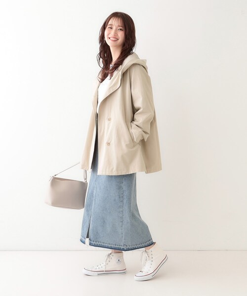 SHOO・LA・RUE(シューラルー)の「【S-LL/撥水/花粉対策】フーディーテントブルゾン(ブルゾン・レディース・ベージュ/ネイビー/カーキ・01/02/03/04)」の10枚目の写真