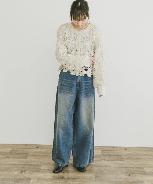 ITEMS URBANRESEARCH（アイテムズ アーバンリサーチ）の「フラワーモチーフニットカーディガン（カーディガン/ボレロ・レディース・ベージュ/ブラウン系その他・FREE）」の7枚目の写真