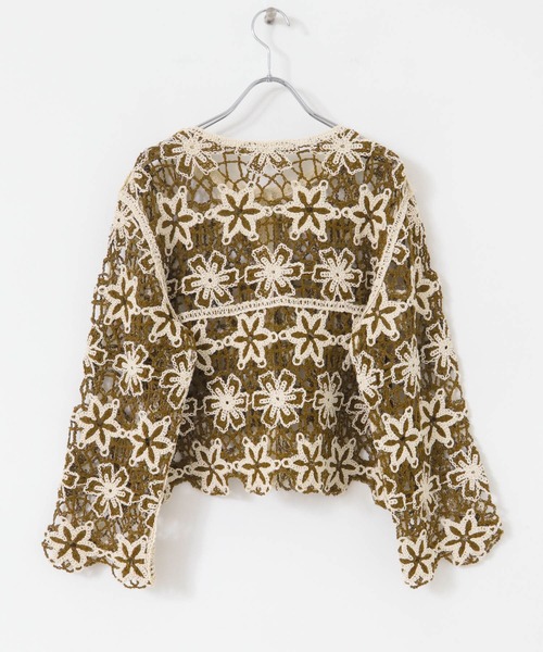 ITEMS URBANRESEARCH（アイテムズ アーバンリサーチ）の「フラワーモチーフニットカーディガン（カーディガン/ボレロ・レディース・ベージュ/ブラウン系その他・FREE）」の18枚目の写真