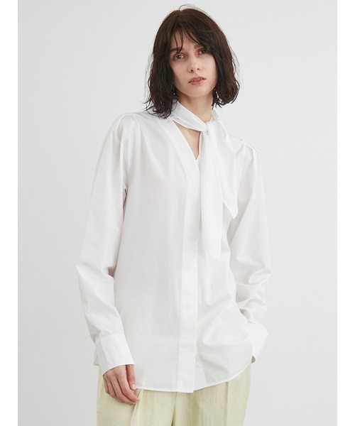 styling/(スタイリング)の「スカーフカラー2WAYシャツ(シャツ/ブラウス・レディース・ホワイト/サックスブルー/カーキ・FREE)」の2枚目の写真