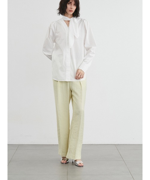 styling/(スタイリング)の「スカーフカラー2WAYシャツ(シャツ/ブラウス・レディース・ホワイト/サックスブルー/カーキ・FREE)」の9枚目の写真