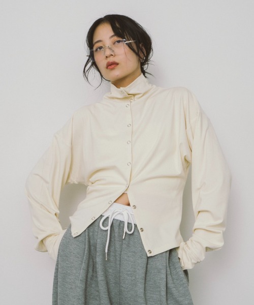 HANNE（アン）の「スナップハイネックカーディガン（カーディガン/ボレロ・レディース・ホワイト/ピンク/ブラック・FREE）」の3枚目の写真