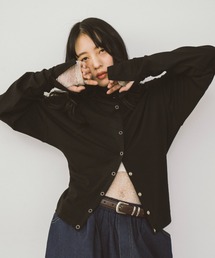 スナップハイネックカーディガン