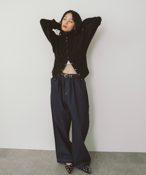 HANNE（アン）の「スナップハイネックカーディガン（カーディガン/ボレロ・レディース・ホワイト/ピンク/ブラック・FREE）」の5枚目の写真