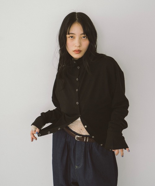 HANNE（アン）の「スナップハイネックカーディガン（カーディガン/ボレロ・レディース・ホワイト/ピンク/ブラック・FREE）」の4枚目の写真