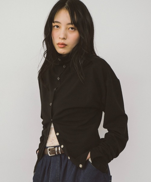 HANNE（アン）の「スナップハイネックカーディガン（カーディガン/ボレロ・レディース・ホワイト/ピンク/ブラック・FREE）」の6枚目の写真