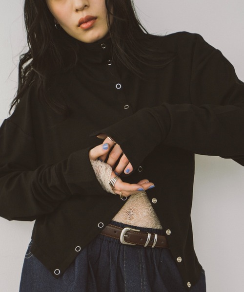 HANNE（アン）の「スナップハイネックカーディガン（カーディガン/ボレロ・レディース・ホワイト/ピンク/ブラック・FREE）」の7枚目の写真