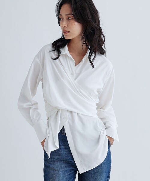 GALLEST（ギャレスト）の「カシュクールシャツ（シャツ/ブラウス・レディース・ホワイト・38）」の3枚目の写真