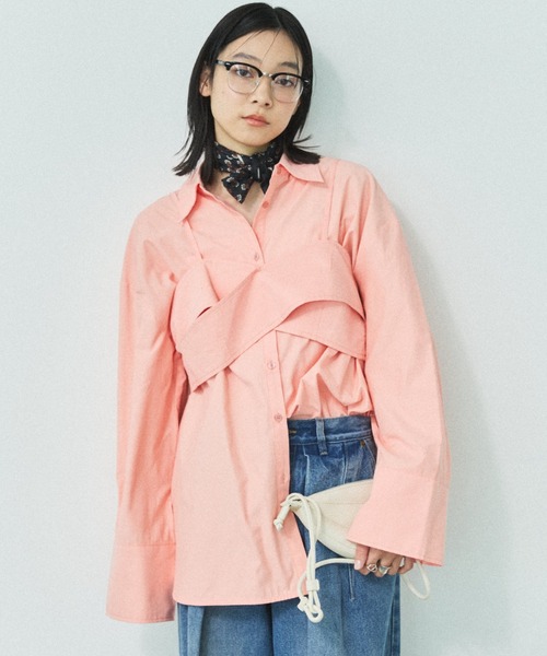 MIRROR STOKE（ミラーストーク）の「≪WEB限定≫【新色追加】BUSTIER SHIRT/ビスチェシャツ（シャツ/ブラウス・レディース・サックスブルー/ブルー/ブラック/オレンジ/アイボリー・MEDIUM）」の5枚目の写真