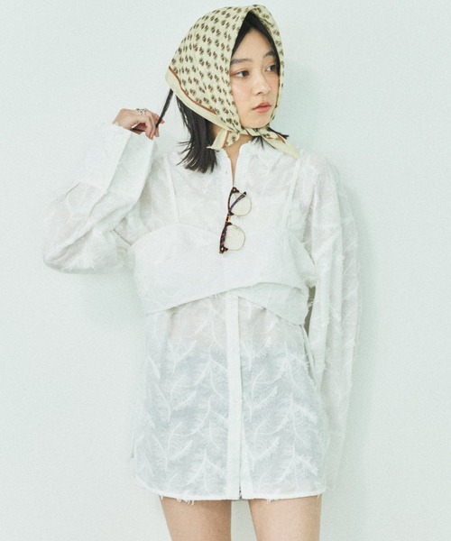 MIRROR STOKE（ミラーストーク）の「≪WEB限定≫【新色追加】BUSTIER SHIRT/ビスチェシャツ（シャツ/ブラウス・レディース・サックスブルー/ブルー/ブラック/オレンジ/アイボリー・MEDIUM）」の2枚目の写真