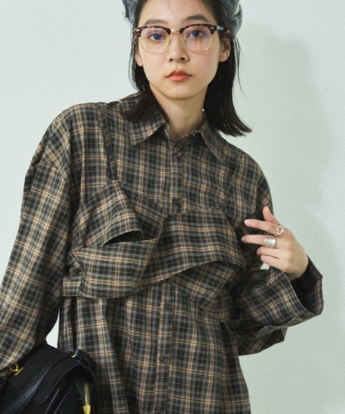 MIRROR STOKE（ミラーストーク）の「≪WEB限定≫【新色追加】BUSTIER SHIRT/ビスチェシャツ（シャツ/ブラウス・レディース・サックスブルー/ブルー/ブラック/オレンジ/アイボリー・MEDIUM）」の3枚目の写真