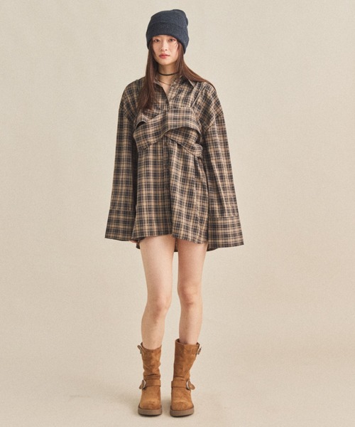 MIRROR STOKE（ミラーストーク）の「≪WEB限定≫【新色追加】BUSTIER SHIRT/ビスチェシャツ（シャツ/ブラウス・レディース・サックスブルー/ブルー/ブラック/オレンジ/アイボリー・MEDIUM）」の9枚目の写真