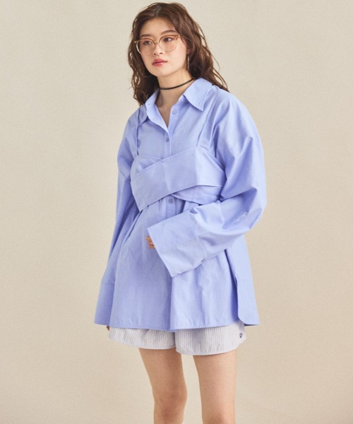 MIRROR STOKE（ミラーストーク）の「≪WEB限定≫【新色追加】BUSTIER SHIRT/ビスチェシャツ（シャツ/ブラウス・レディース・サックスブルー/ブルー/ブラック/オレンジ/アイボリー・MEDIUM）」の21枚目の写真