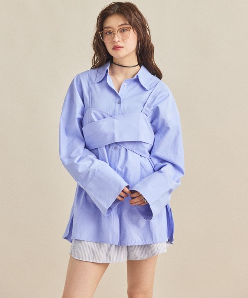 MIRROR STOKE（ミラーストーク）の「≪WEB限定≫【新色追加】BUSTIER SHIRT/ビスチェシャツ（シャツ/ブラウス・レディース・サックスブルー/ブルー/ブラック/オレンジ/アイボリー・MEDIUM）」の18枚目の写真