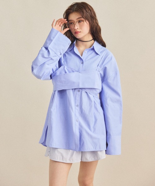 MIRROR STOKE（ミラーストーク）の「≪WEB限定≫【新色追加】BUSTIER SHIRT/ビスチェシャツ（シャツ/ブラウス・レディース・サックスブルー/ブルー/ブラック/オレンジ/アイボリー・MEDIUM）」の20枚目の写真