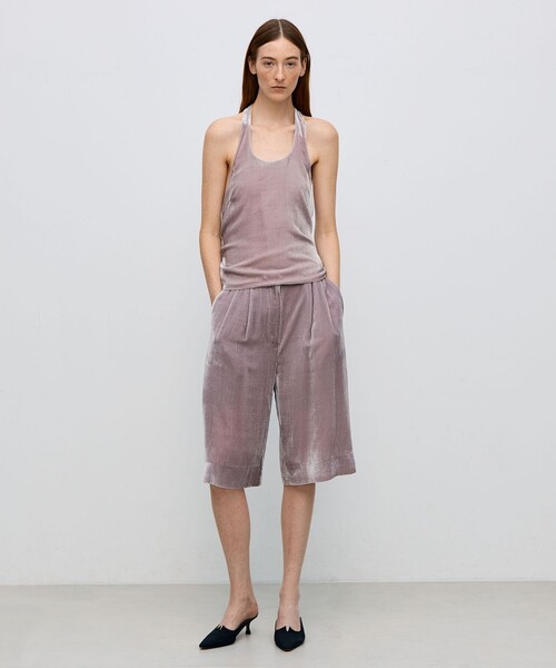 BACCA（バッカ）の「レーヨンシルクベルベットリラックスショーツ（その他パンツ・レディース・ダークブルー/ライトパープル・36/34）」の3枚目の写真