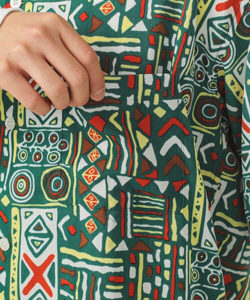 BEAMS（ビームス）の「ジオメトリックプリント オープンカラーシャツ（シャツ/ブラウス・メンズ・ホワイト/グリーン・S/M/L/XL）」の9枚目の写真