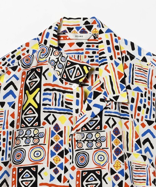 BEAMS（ビームス）の「ジオメトリックプリント オープンカラーシャツ（シャツ/ブラウス・メンズ・ホワイト/グリーン・S/M/L/XL）」の12枚目の写真