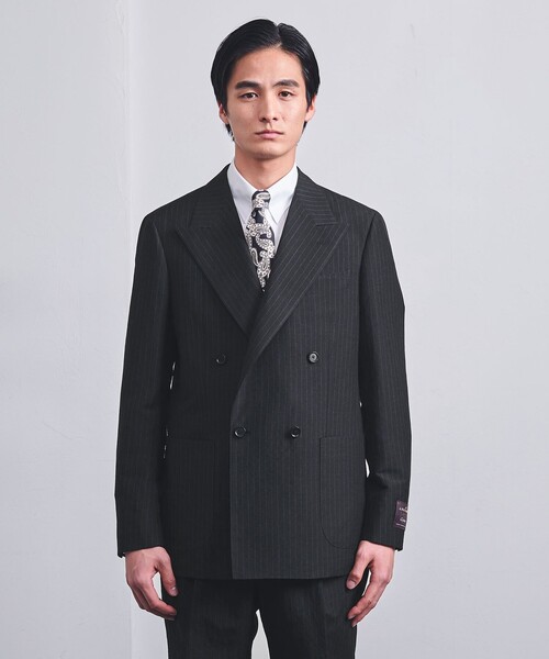 UNITED ARROWS(ユナイテッドアローズ)の「ANGELICO チョークストライプ ダブル 4ボタン テーラードジャケット R-MODEL(テーラードジャケット・メンズ・ブラック・46/48/52)」の3枚目の写真