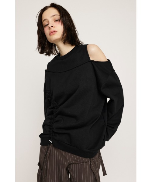 SLY（スライ）の「OPEN SHOULDER SW TOPS オープンショルダー スウェット トップス トレーナー（スウェット・レディース・杢グレー/ブラック/ネイビー・FREE）」の6枚目の写真