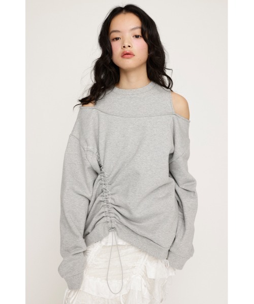 SLY（スライ）の「OPEN SHOULDER SW TOPS オープンショルダー スウェット トップス トレーナー（スウェット・レディース・杢グレー/ブラック/ネイビー・FREE）」の12枚目の写真