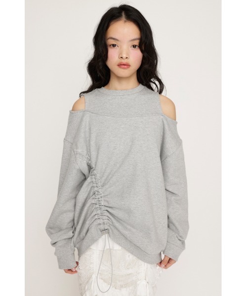 SLY（スライ）の「OPEN SHOULDER SW TOPS オープンショルダー スウェット トップス トレーナー（スウェット・レディース・杢グレー/ブラック/ネイビー・FREE）」の14枚目の写真