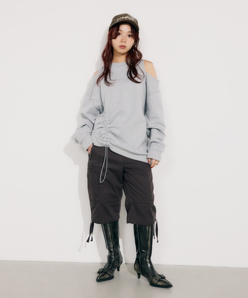 SLY（スライ）の「OPEN SHOULDER SW TOPS オープンショルダー スウェット トップス トレーナー（スウェット・レディース・杢グレー/ブラック/ネイビー・FREE）」の22枚目の写真