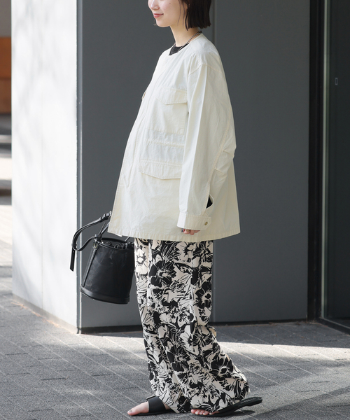 JOURNAL STANDARD relume（ジャーナルスタンダード　レリューム）の「コットンブロードノーカラーM65（ミリタリージャケット・レディース・カーキ/アイボリー・FREE）」の5枚目の写真