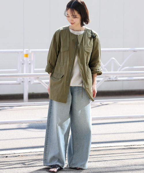 JOURNAL STANDARD relume（ジャーナルスタンダード　レリューム）の「コットンブロードノーカラーM65（ミリタリージャケット・レディース・カーキ/アイボリー・FREE）」の12枚目の写真