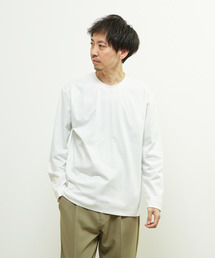 バイアスジャガードクルーネックロングスリーブTシャツ バイアスジャガードクルーネックロングスリーブTシャツ（Tシャツ